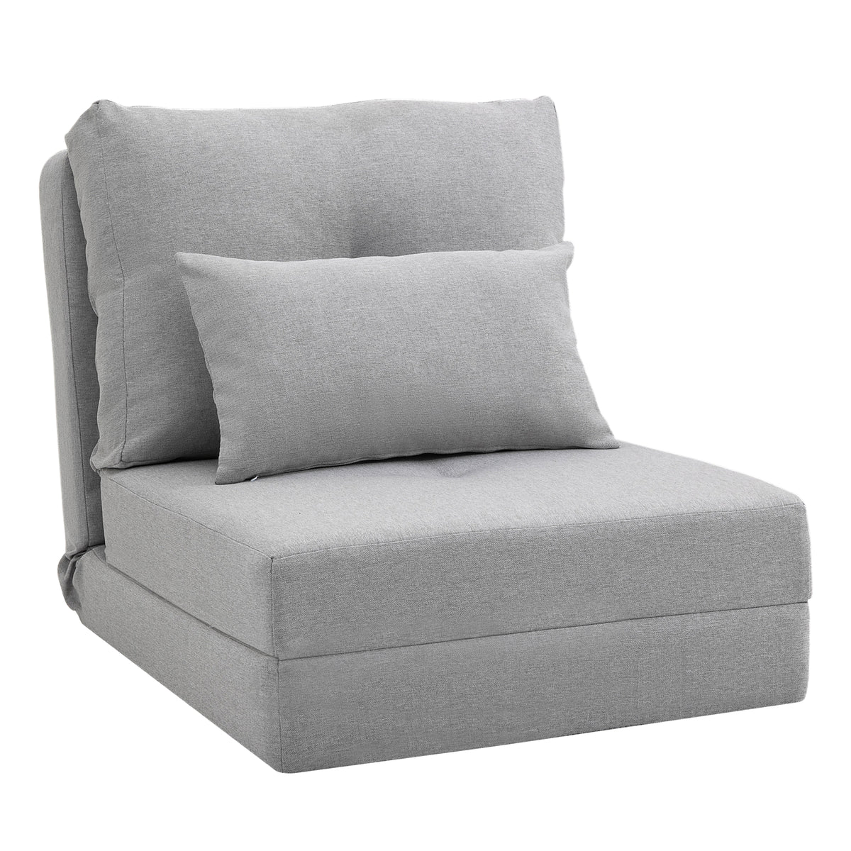 Chauffeuse canapé-lit convertible fauteuil 1 place avec 1 coussin avec dossier réglable, gris clair Aosom