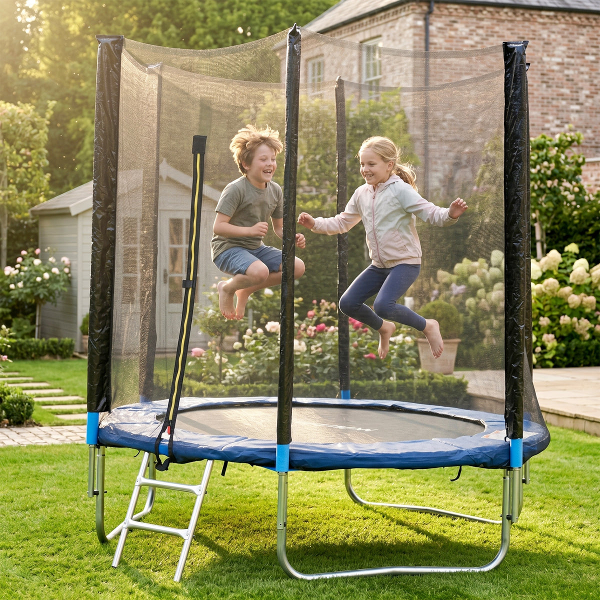 Trampoline d'extérieur avec filet de sécurité Ø180 cm pour enfants et adultes