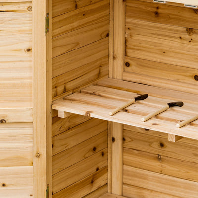 Armoire de jardin remise pour outils sur pied placard avec double porte et étagère interne en bois massif sapin pré-huilé dim. 83L x 40l x 92H cm naturel