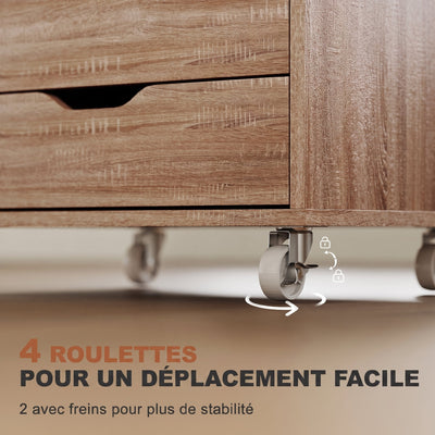 Caisson de bureau à roulette meuble rangement bureau avec 7 tiroirs organisateur pour documents, format A4 ou lettres