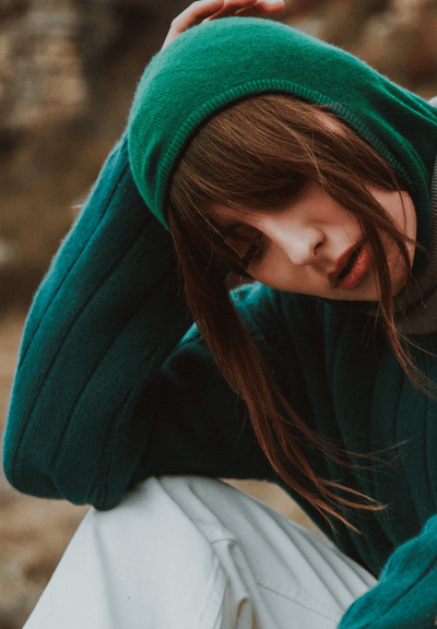 Cagoule unisex en cachemire vert émeraude - UNI 9
