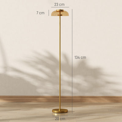 Lampadaire sur pied de salon, lampe salon LED avec lumière chaude 3000 K et interrupteur à pied, Ø25x134cm, ton laiton