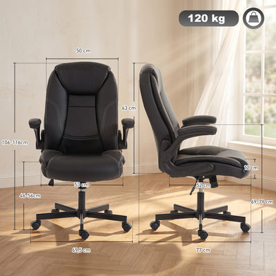 Chaise bureau ergonomique fauteuil de bureau accoudoirs relevables hauteur réglable fonction bascule noir