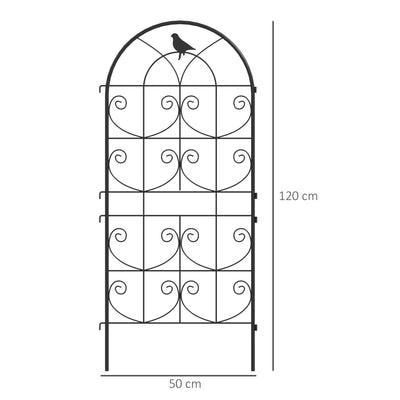 Support pour plantes grimpantes avec oiseaux lot de 2 treillis de jardin pour légume vigne fleur métal 50 x 120 cm noir