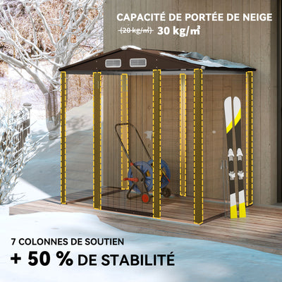 Abri de Jardin 2,27 m² gants inclus porte verrouillable ventilations acier galvanisé 190 x 131 x 188 cm chêne