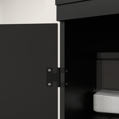 Buffet haut cuisine, armoire de cuisine avec 4 portes à 6 niveaux et étagères réglables, 76 x 40 x 176,7 cm, noir