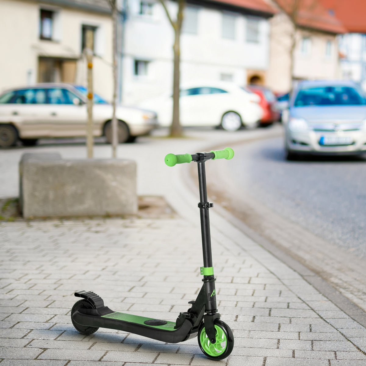 Trottinette électrique enfants 6 ans + pliable scooter électrique vitesse 8 km/h 71x36,5x75-80cm, aluminium, acier, vert