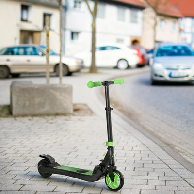 Trottinette électrique enfants 6 ans + pliable scooter électrique vitesse 8 km/h 71x36,5x75-80cm, aluminium, acier, vert