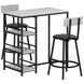 Ensemble table de bar avec 2 tabourets et étagères de rangement pour salle à manger, cuisine, gris et noir Aosom