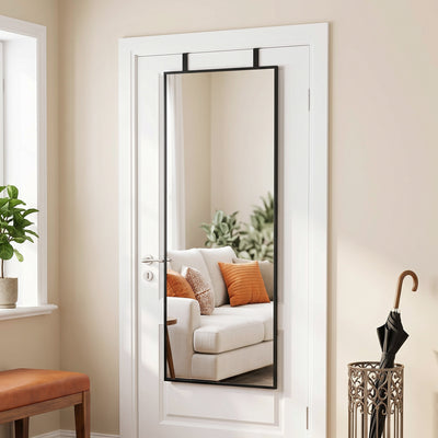 Miroir Mural Rectangulaire Sur Porte Grand Miroir Decoratif Pour Chambre En Verre Trempé 110 x 40 cm Noir