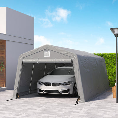 Tente garage carport dim. 6,2L x 3,3l x 2,4H m acier galvanisé robuste PE haute densité 150 g/m² imperméable anti-UV