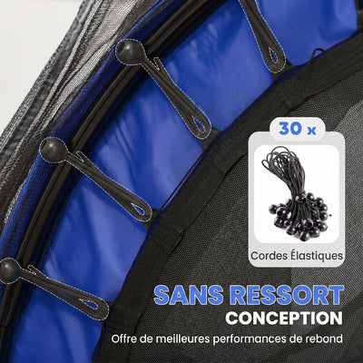 Trampoline Enfant Ø 1,63 × 1,9H m Filet de sécurité Porte zipée Couvre-Ressorts 6 poteaux rembourrés Inclus Bleu