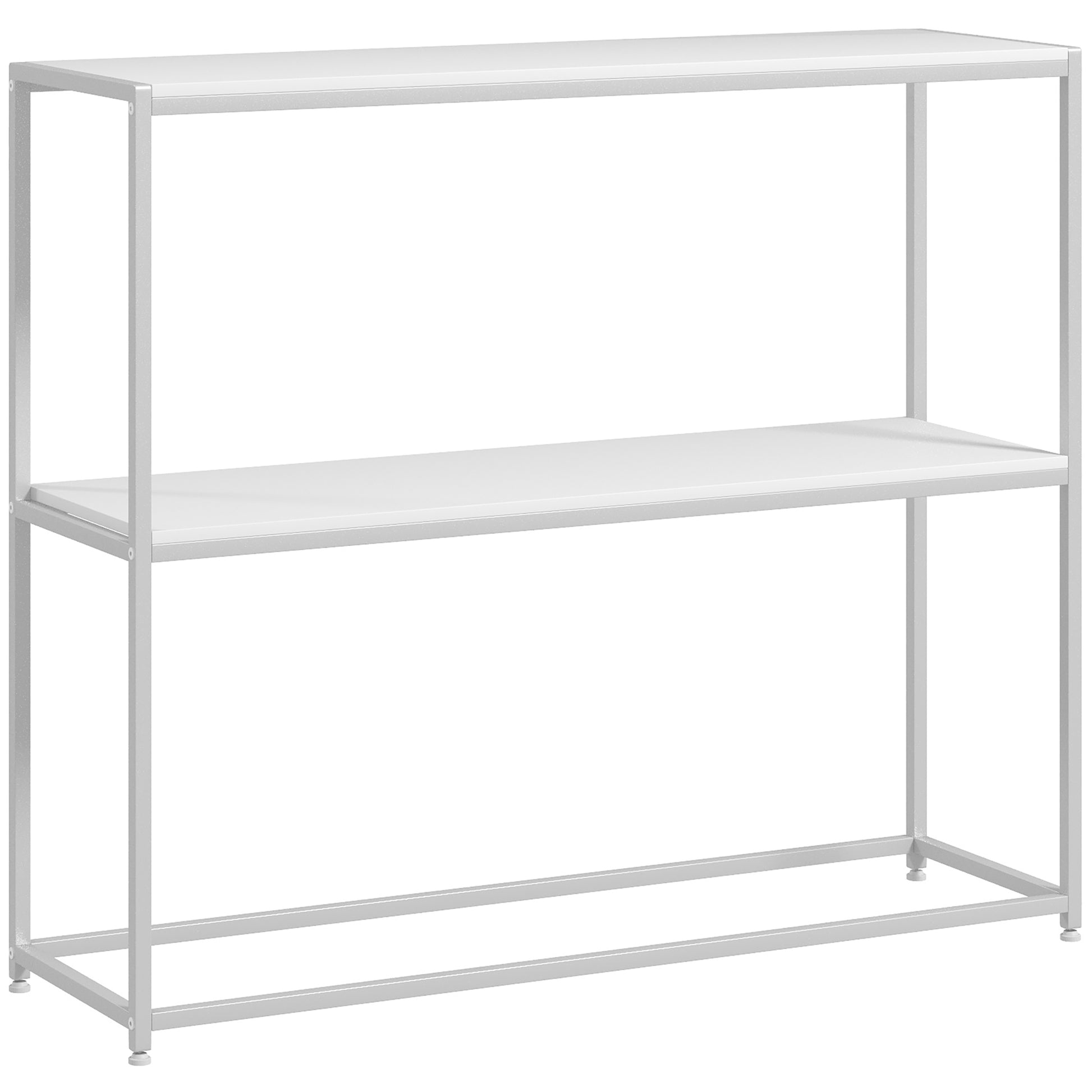 Table console en acier 2 étagères design moderne pour salon entrée couloir 100 x 30 x 87 cm blanc