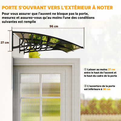 Auvent de porte toit marquise en polycarbonate auvent de porte d'entrée bord en aluminium contre la pluie et UV