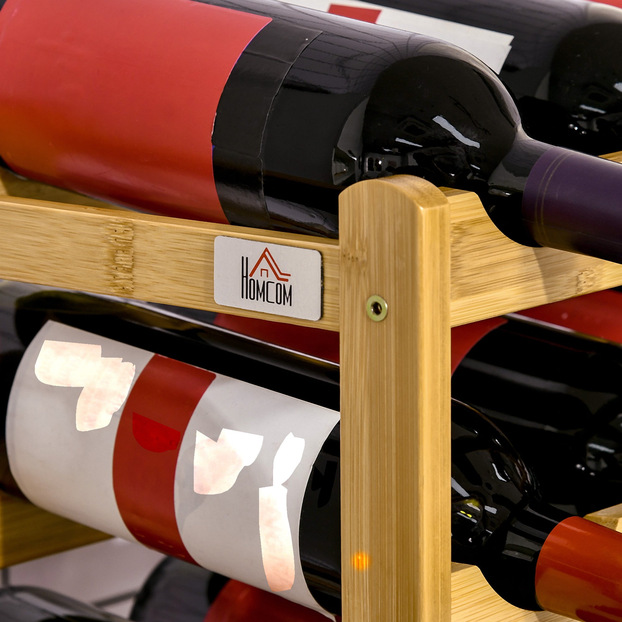Range-bouteilles casier porte-bouteilles en bois de bambou 4 niveaux 16 bouteilles 43 x 23,5 x 38 cm bois naturel