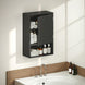 Armoire murale de salle de bain avec porte à lattes, étagère réglable et compartiment ouvert, 40x20x60cm, noir Aosom