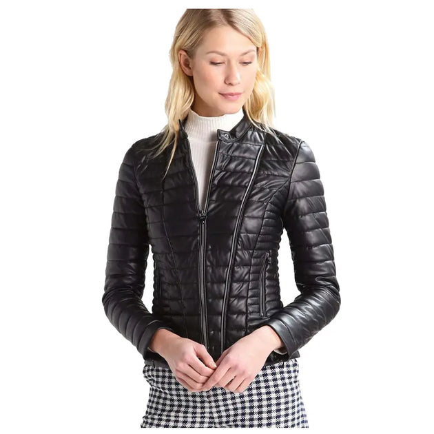 Women’s Bomber Bubble Leather Jacket Riders Republic UK