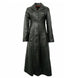 Women’s Genuine Black Leather Long Trench Overcoat Riders Republic UK