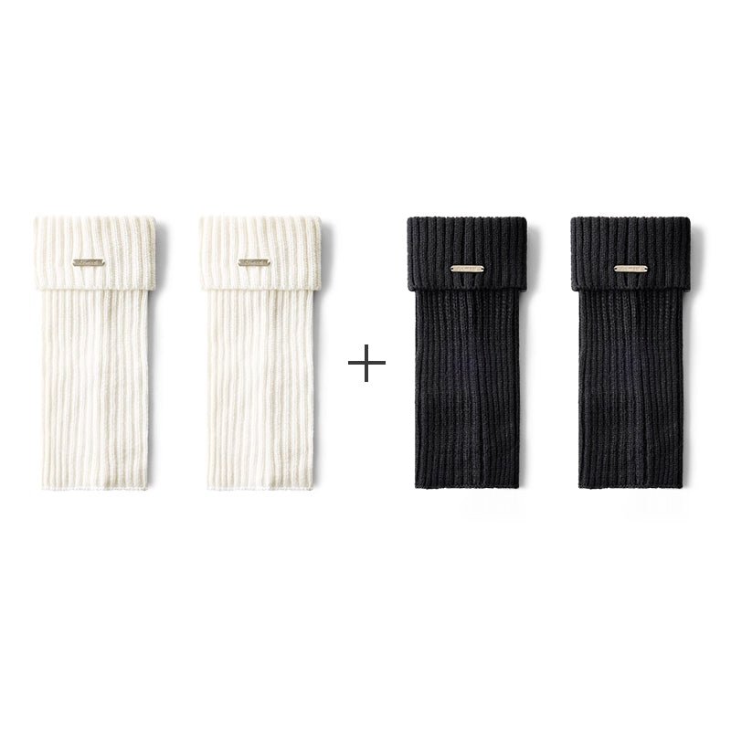 Women's 30cm Cuffed Ribbed Leg Warmers – Autumn & Winter 2-Pair Set