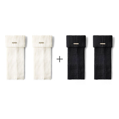 Women's 30cm Cuffed Ribbed Leg Warmers – Autumn & Winter 2-Pair Set