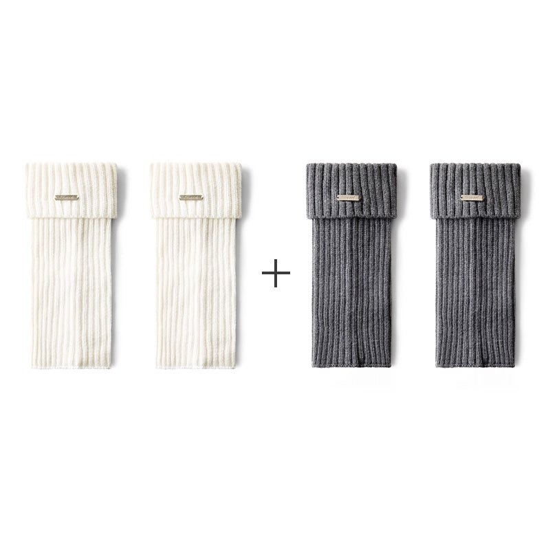 Women's 30cm Cuffed Ribbed Leg Warmers – Autumn & Winter 2-Pair Set