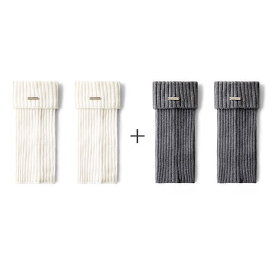 Women's 30cm Cuffed Ribbed Leg Warmers – Autumn & Winter 2-Pair Set