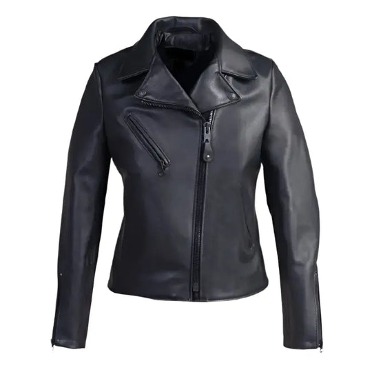 Women’s Black Leather Moto Jacket Riders Republic UK