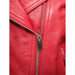 WOMENS RED LEATHER BIKER JACKET DAVIE - L