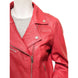 WOMENS RED LEATHER BIKER JACKET DAVIE - M