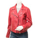 WOMENS RED LEATHER BIKER JACKET DAVIE - S