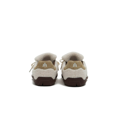 Women's Sherpa Velcro Sneakers – Plaid Star Patch Cozy Winter Shoes