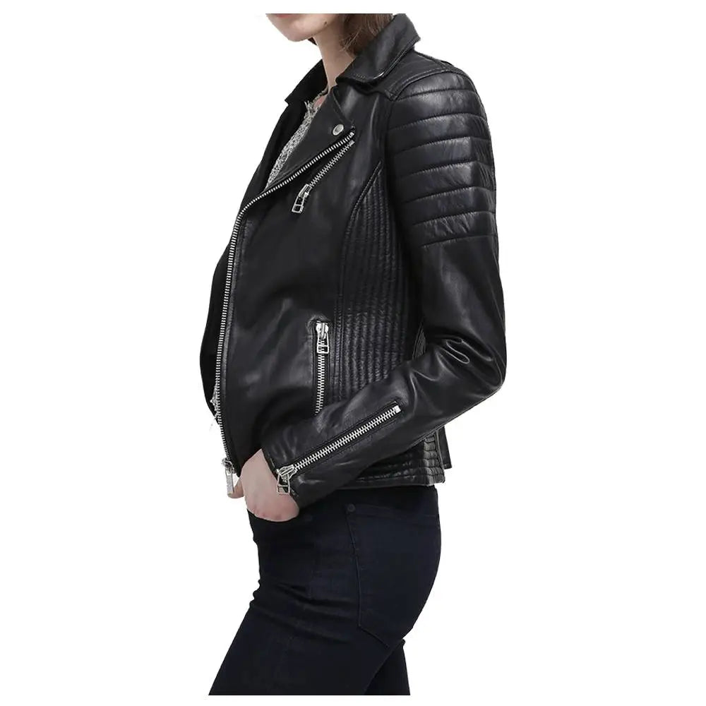 Women’s Slim-Fit Black Leather Jacket Riders Republic UK
