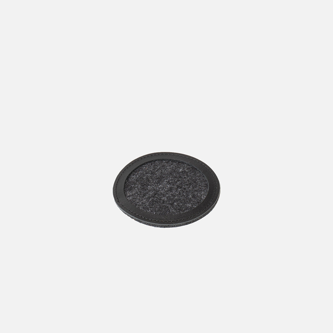 Wool Felt Coaster w/ Leather Rim