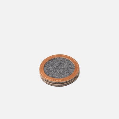 Wool Felt Coaster w/ Leather Rim