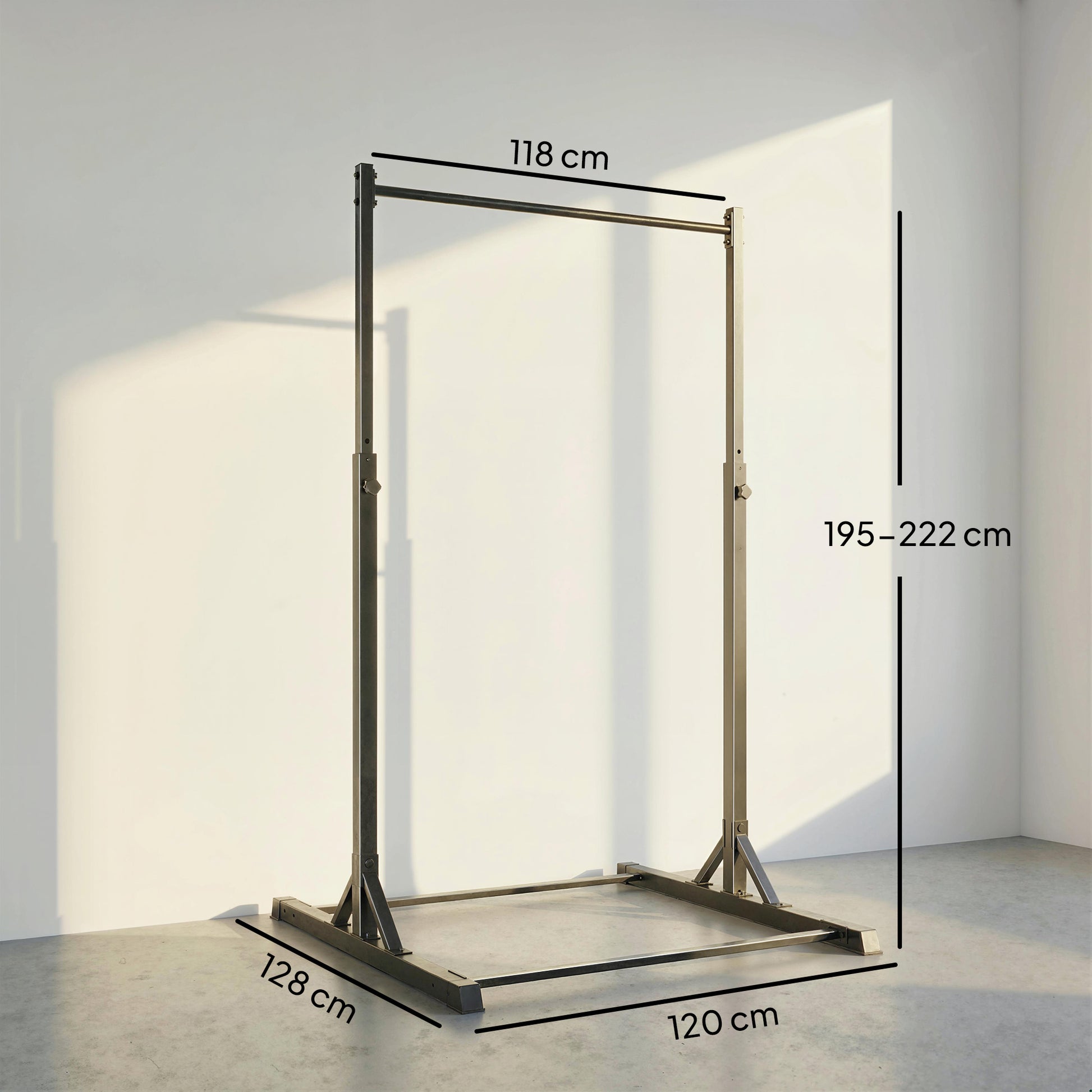 Station de musculation et barre de traction power tower 200 kg avec 8 niveaux de hauteur noir