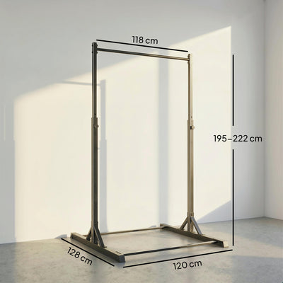 Station de musculation et barre de traction power tower 200 kg avec 8 niveaux de hauteur noir
