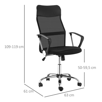 Fauteuil de bureau manager grand confort dossier ergonomique hauteur assise réglable pivotant tissu maille noir