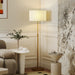 Lampadaire sur pied salon, lampe sur pied dimmable avec télécommande, abat-jour en lin, hauteur réglable 133-168cm, doré Aosom