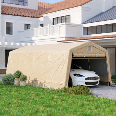 Tente garage carport dim. 6,2L x 3,3l x 2,4H m acier galvanisé robuste PE haute densité 150 g/m² imperméable anti-UV