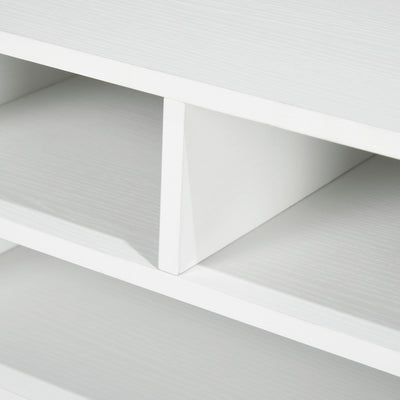 Organiseur bureau aspect blanc avec 3 compartiments fournitures support d'imprimante 47 x 40 x 22,5 cm