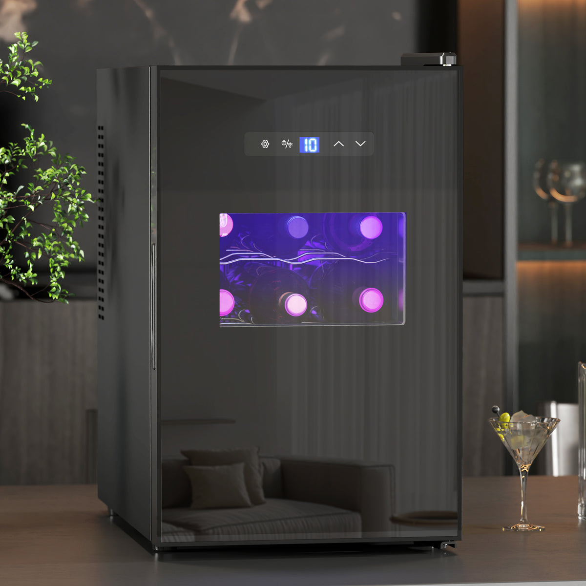 Cave à vin, 15 bouteilles, 39L, Réfrigérateur pour boissons, éclairage LED, température réglable 8-18℃