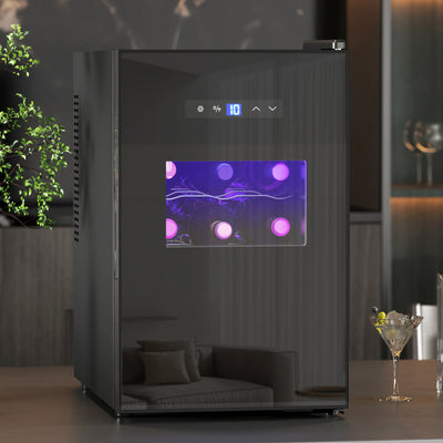 Cave à vin, 15 bouteilles, 39L, Réfrigérateur pour boissons, éclairage LED, température réglable 8-18℃