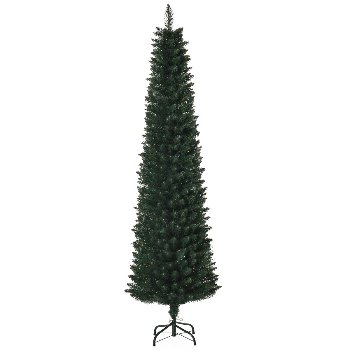 Sapin de Noël artificiel 180 cm, arbre de Noël slim avec 380 pointes de branche, support en métal pliable, vert