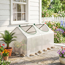 Serre de jardin mini serre 2 fenêtres enroulables couverture en PE haute densité 140 g/m² 120 x 60 x 60 cm blanc