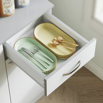 Buffet de cuisine armoire de cuisine contemporaine multi-rangements 6 portes 1 tiroir + grand plateau