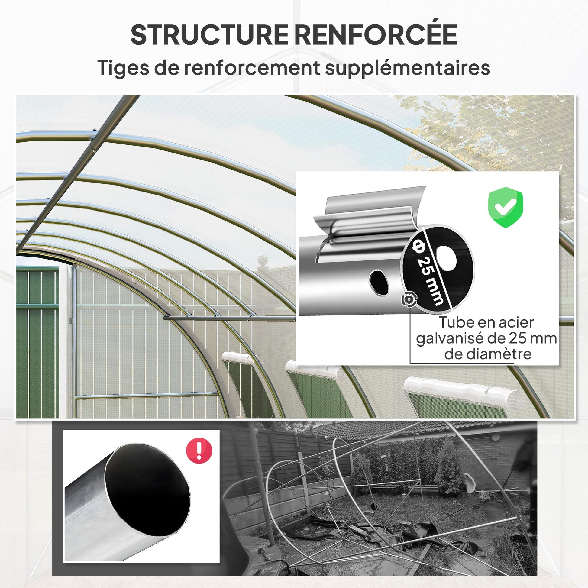 Serre tunnel de jardin 18m², serre de jardin tunnel avec portes et 8 fenêtres, bâche PE 140g/m² 600 x 300 x 200 cm blanc