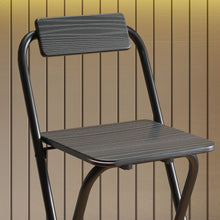 Lot de 2 tabourets de bar pliables avec dossier et repose-pieds, cadre en acier, 87 cm de haut, noir