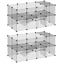 Cage parc clôture pour animaux domestiques enclos pour petits animaux modulable 2 niveaux 72 panneaux bords arrondis