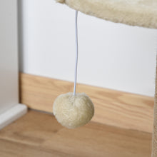 Arbre à chat arbre à grimper grattoir design jeu pompon suspendu + plateforme peluche 40 x 40 x 49 cm sisal beige