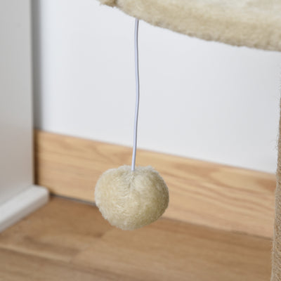 Arbre à chat arbre à grimper grattoir design jeu pompon suspendu + plateforme peluche 40 x 40 x 49 cm sisal beige